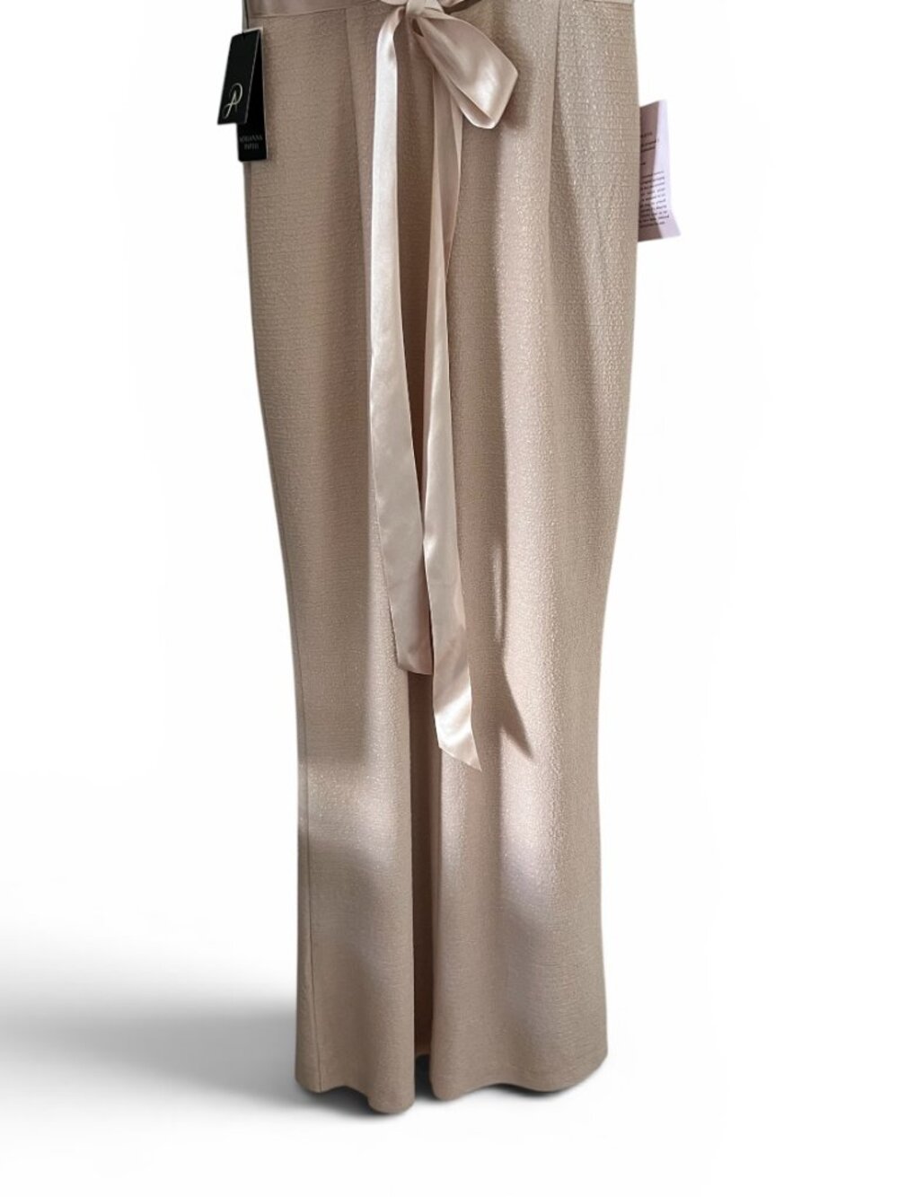 Adrianna Papell NEW Metallic Knit Maxi Dress/Gown In Champagne Size 4 - Picture 11 of 16